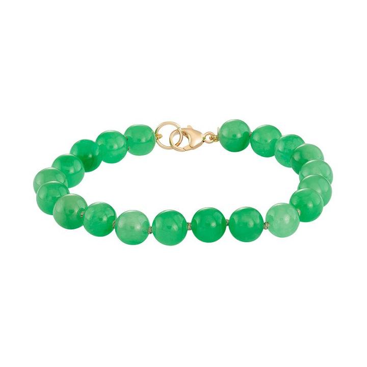14k Gold Chinese Jade Bracelet, Women's, Size: 7.5, Green