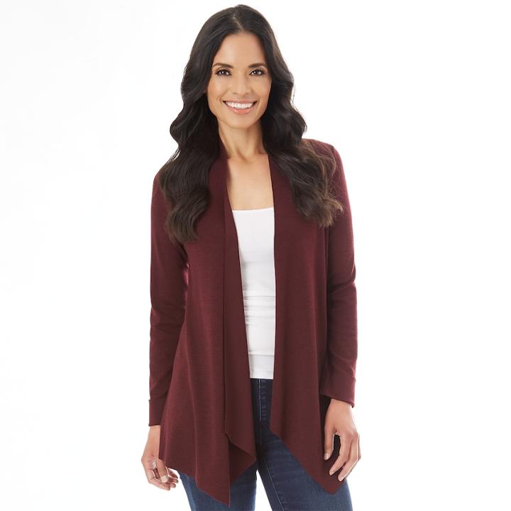 Women's Apt. 9&reg; French Terry Flyaway Cardigan, Size: Xxl, Drk Purple