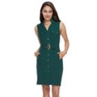 Women's Sharagano Sleeveless Shirt Dress, Size: 16, Med Green