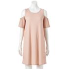 Women's Lc Lauren Conrad Cold-shoulder Textured Shift Dress, Size: Xl, Beig/green (beig/khaki)
