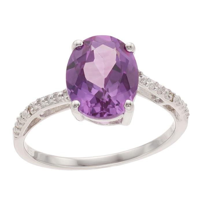 Sterling Silver Lab-created Alexandrite & Diamond Accent Ring, Women's, Size: 6, White