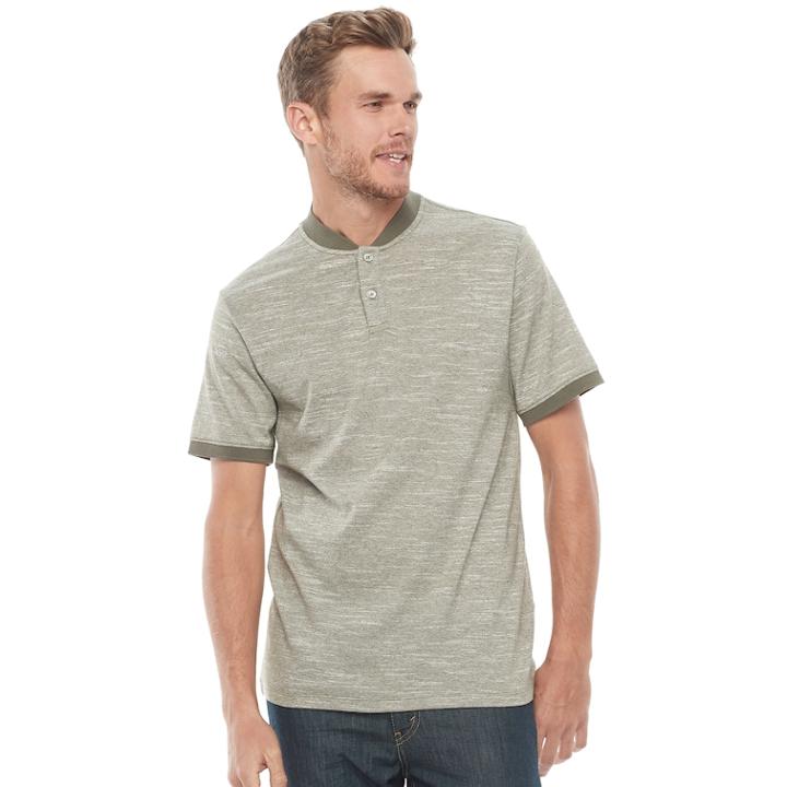 Men's Method Regular-fit Half-collar Henley, Size: Xl, Med Green