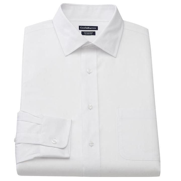 Croft & Barrow&reg; Slim-fit Solid Broadcloth Spread-collar Dress Shirt, Men's, Size: 17-32/33, White