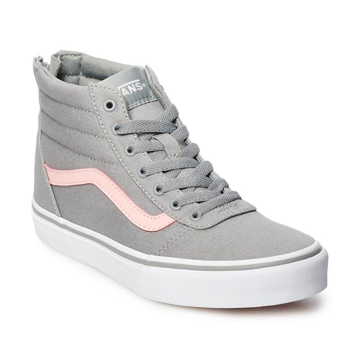 Vans Ward Hi Zip Girls Skate Shoes, Size: 2, White