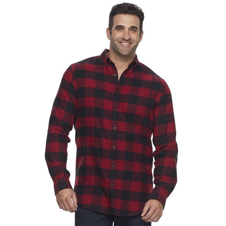 Big & Tall Croft & Barrow&reg; True Comfort Classic-fit Flannel Button-down Shirt, Men's, Size: M Tall, Med Green