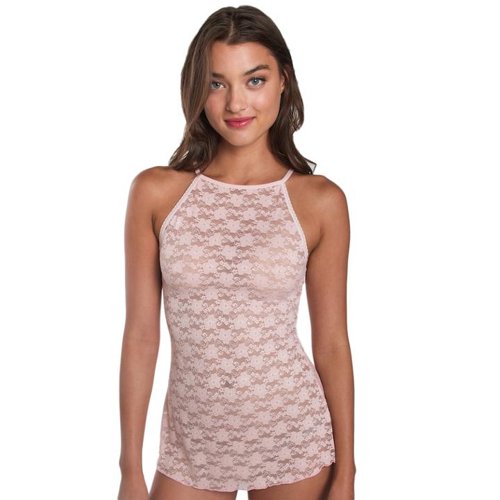 Juniors' Candie's&reg; High Neck Lace Cami, Teens, Size: Medium, Light Pink
