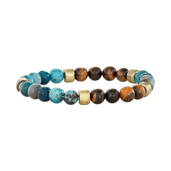 Men's Blue Crazy Lace Agate & Tiger's Eye Beaded Bracelet, Size: 8.5, Multicolor