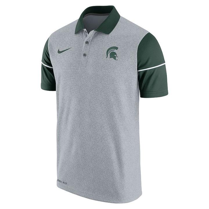 Men's Nike Michigan State Spartans Sideline Dri-fit Polo, Size: Xl, Grey