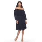 Women's Hope & Harlow Off-the-shoulder Crinkle Dress, Size: 6, Blue (navy)