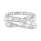 Brilliance Silver Tone Baguette Swarovski Crystal Wrap Ring, Women's, Size: 8, White