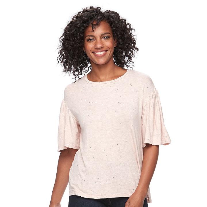 Women's Apt. 9&reg; Glitter Elbow Sleeve Tee, Size: Xxl, Light Pink