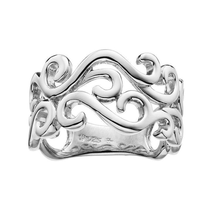 She Sterling Silver Openwork Scroll Ring, Women's, Size: 7, Grey