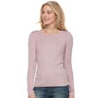 Juniors' Pink Republic Lace-up Shoulder Ribbed Sweater, Teens, Size: Xs