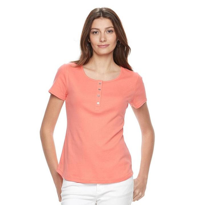 Women's Croft & Barrow&reg; Henley Tee, Size: Xs, Lt Orange