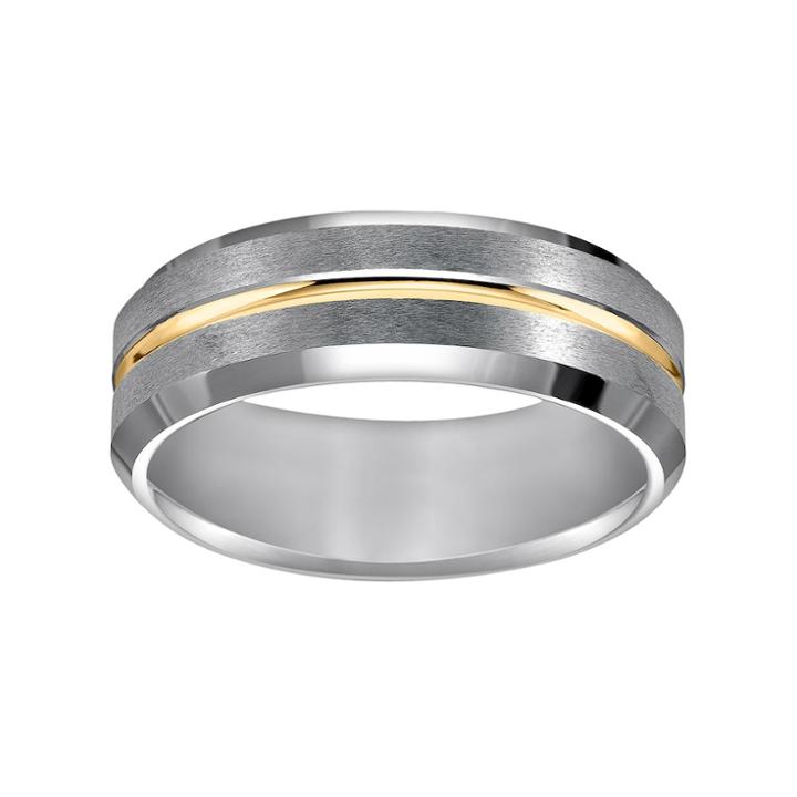 Lovemark Tungsten Carbide And Yellow Ion-plated Tungsten Carbide Men's Wedding Band, Size: 11.50, White