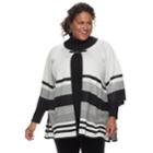 Plus Size Dana Buchman Stripe Sweater Cardigan, Women's, Size: 1xl, White