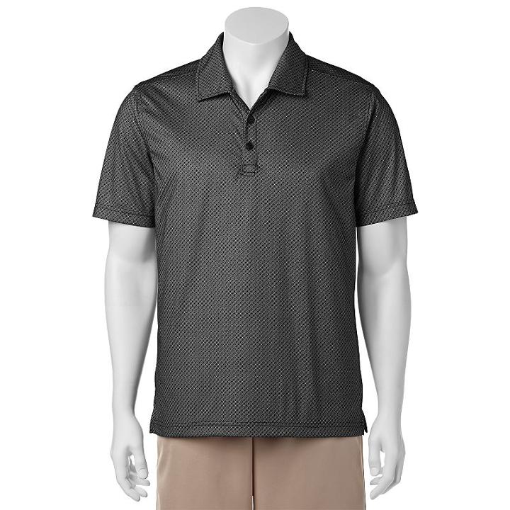 Men's C-buk By Cutter & Buck Pine Crest Slim-fit Patterned Performance Pocket Golf Polo, Size: Xxl, Black