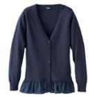 Girls 4-16 Chaps Ruffle Hem Boyfriend Cardigan, Girl's, Size: 6x, Blue (navy)