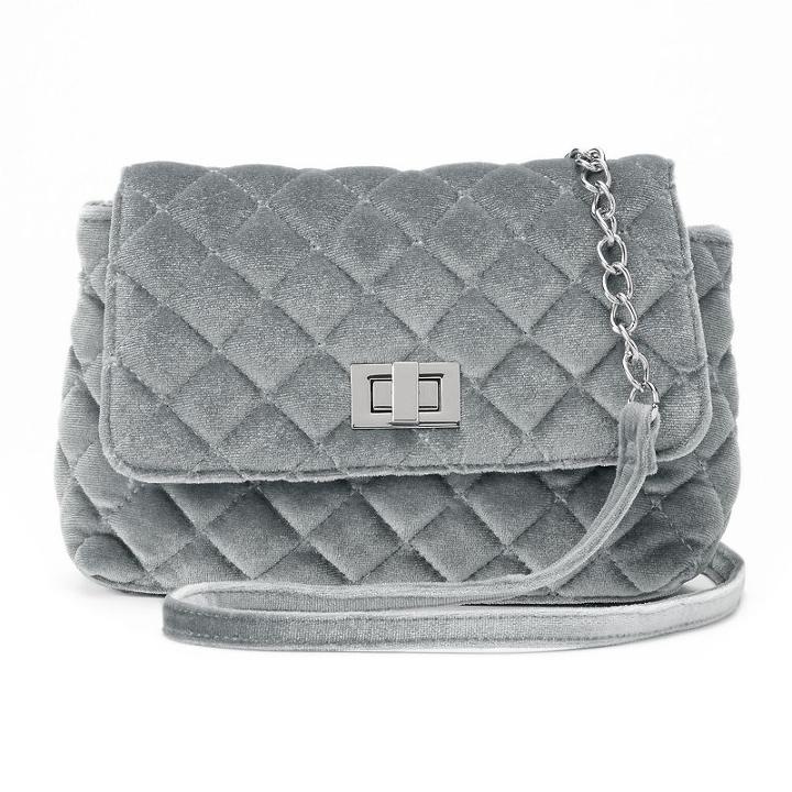 Candie's&reg; Velvet Quilted Crossbody Bag, Women's, Dark Grey