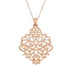 18k Rose Gold Over Silver Floral Filigree Pendant Necklace, Women's, Size: 18, Pink