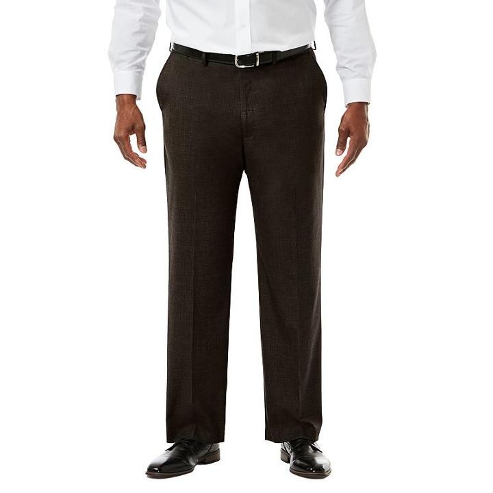 Big & Tall J.m. Haggar Premium Classic-fit Sharkskin Stretch Flat-front Suit Pants, Men's, Size: 48x30, Dark Brown