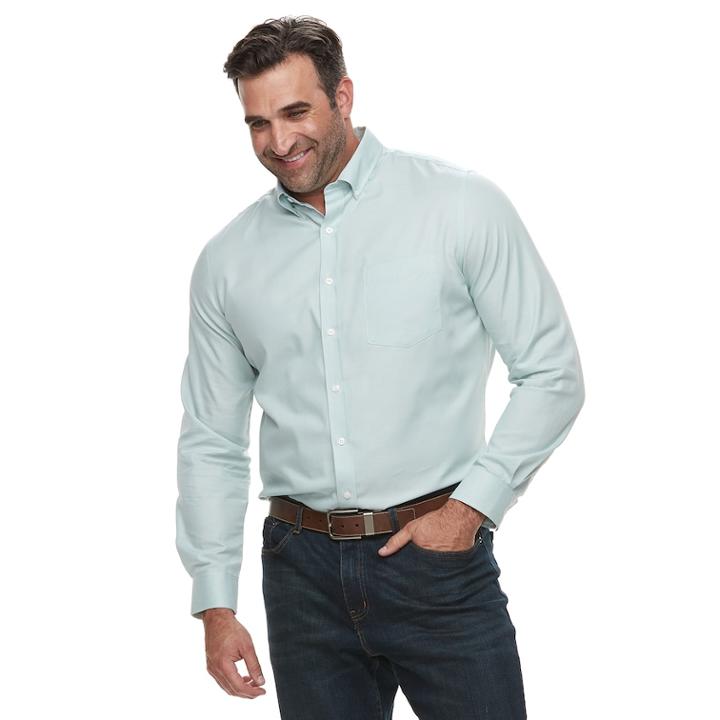 Big & Tall Croft & Barrow&reg; Regular-fit Easy-care Dobby Button-down Shirt, Men's, Size: Xxl Tall, Light Blue