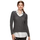 Women's Croft & Barrow&reg; 2-fer Sweater, Size: Xl, Dark Grey