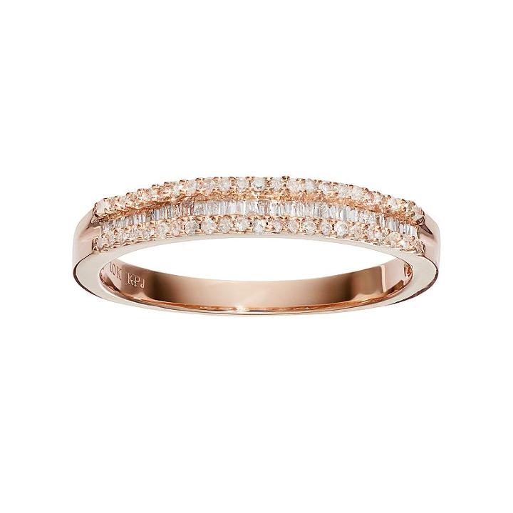 10k Rose Gold 1/4 Carat T.w. Diamond Ring, Women's, Size: 9, White