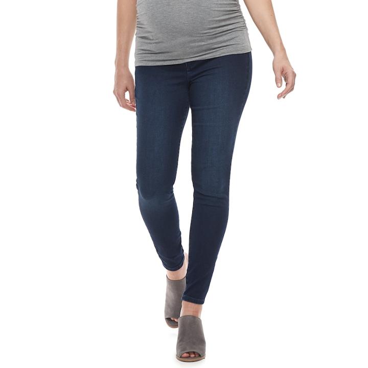 Maternity A:glow Inset Elastic Side Panel Jeggings, Women's, Size: 6-mat, Dark Blue