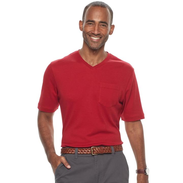 Men's Croft & Barrow&reg; V-neck Interlock Performance Tee, Size: Large, Med Red