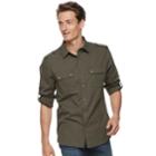 Men's Rock & Republic Textured Button-down Shirt, Size: Xl, Dark Green