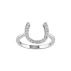 White Topaz Sterling Silver Horseshoe Ring, Women's, Size: 6
