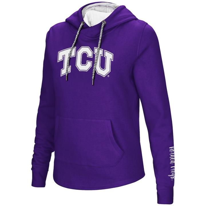 Women's Tcu Horned Frogs Crossover Hoodie, Size: Xl, Drk Purple