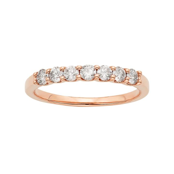 14k Rose Gold 1/2 Carat T.w. Igl Certified Diamond Anniversary Ring, Women's, Size: 8.50, White
