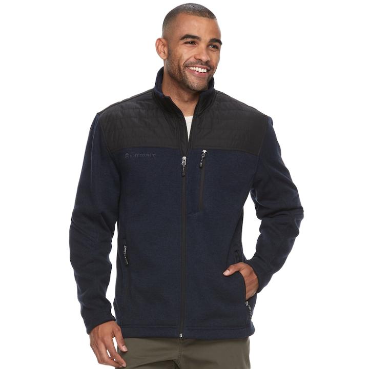 Big & Tall Free Country Colorblock Quilted Sweater Knit Jacket, Men's, Size: Xl Tall, Blue (navy)