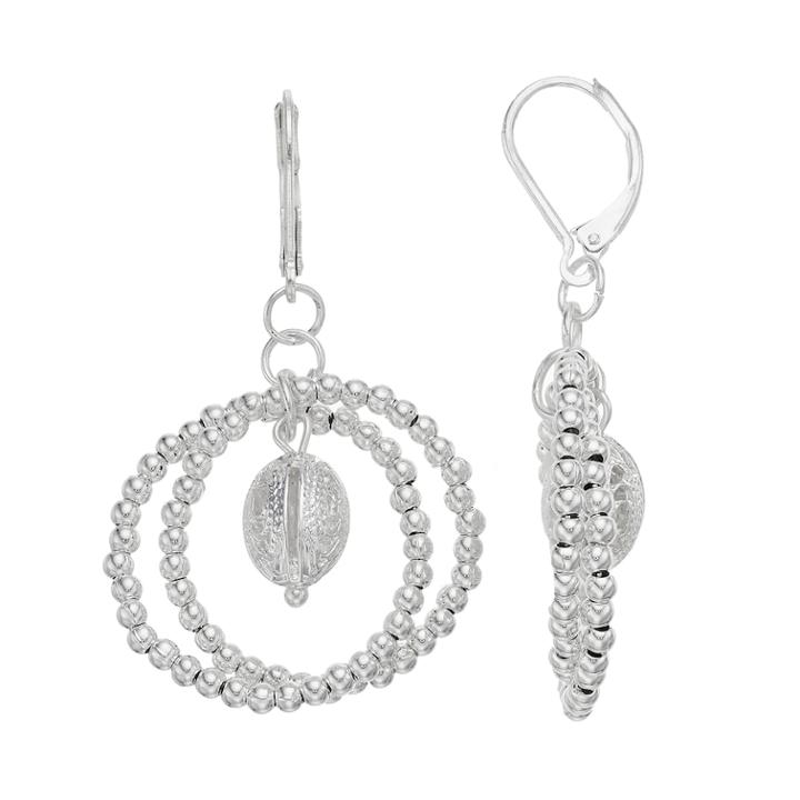 Napier Geometric Beaded Nickel Free Hoop Drop Earrings, Women's, Silver