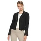 Women's Nina Leonard Embellished Bell-sleeve Bolero, Size: Xl, Black