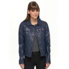 Women's Levi's Classic Faux Leather Trucker Jacket, Size: Xl, Blue (navy)