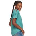 Juniors' So&reg; Lace-up Shoulder Tee, Teens, Size: Medium, Med Blue