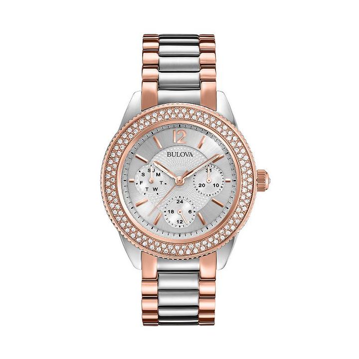Bulova Women's Crystal Two Tone Stainless Steel Watch - 98n100, Multicolor