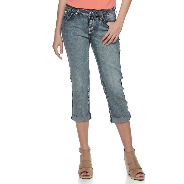 Women's Apt. 9&reg; Embellished Capri Jeans, Size: 12, Dark Blue