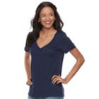 Juniors' So&reg; Slub V-neck Tee, Teens, Size: Medium, Blue