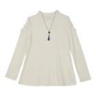 Girls 7-16 Iz Amy Byer Lace Trim Cold Shoulder Top With Necklace, Size: Large, White