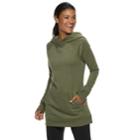 Women's Tek Gear&reg; Fleece Raglan Tunic Hoodie, Size: Xs, Dark Green