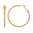 14k Gold-plated Textured Hoop Earrings, Women's, Yellow
