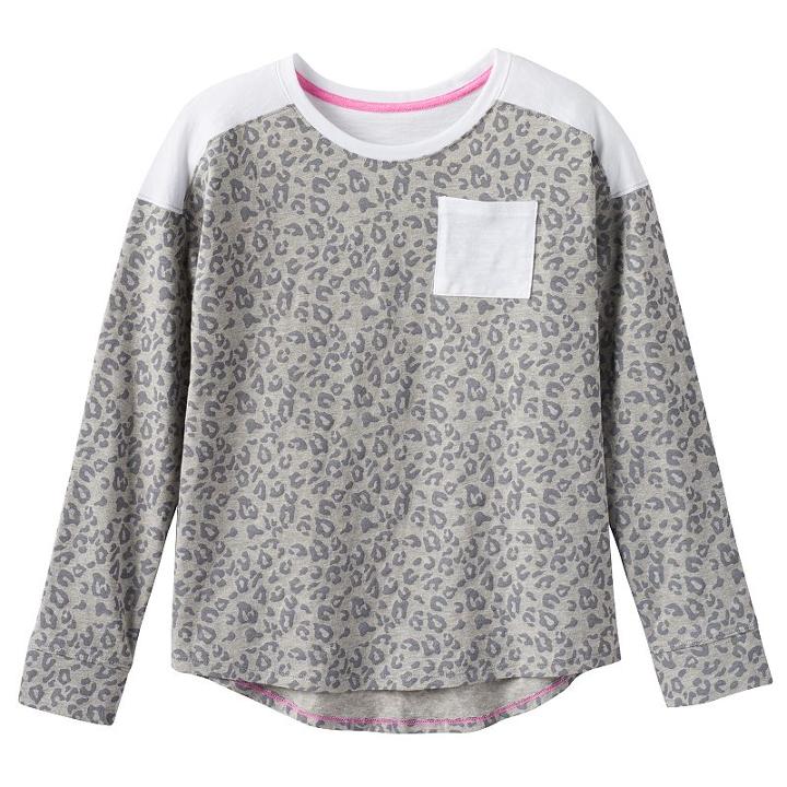 Girls 7-16 So&reg; Colorblock Perfectly Active Pocket Tee, Girl's, Size: 7-8, Light Grey