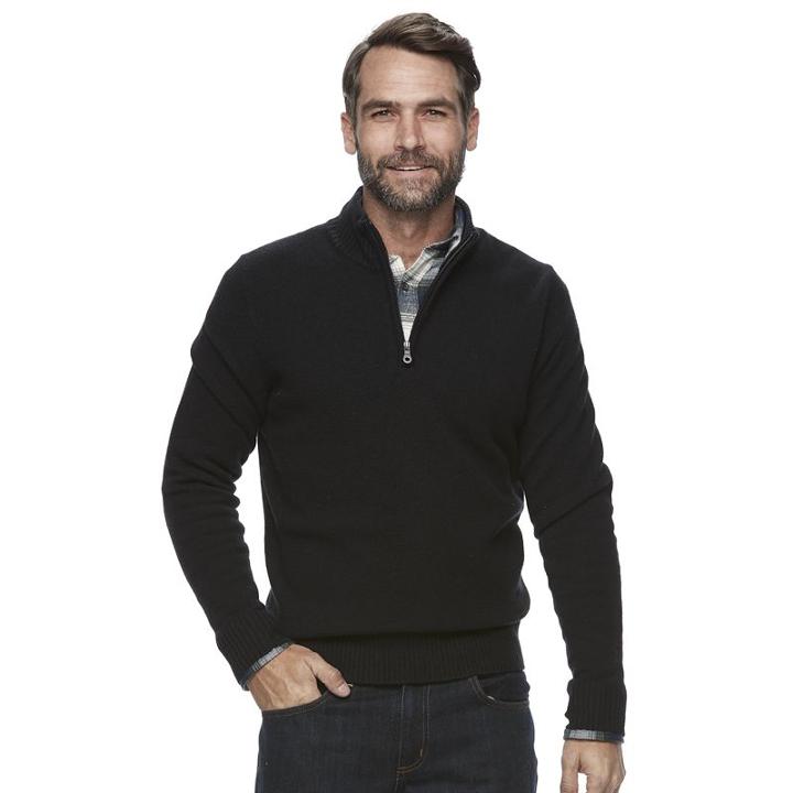 Men's Croft & Barrow&reg; True Comfort Classic-fit Quarter-zip Sweater, Size: Xl, Black