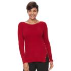 Women's Croft & Barrow&reg; Button Side Long Sleeve Top, Size: Xxl, Med Red