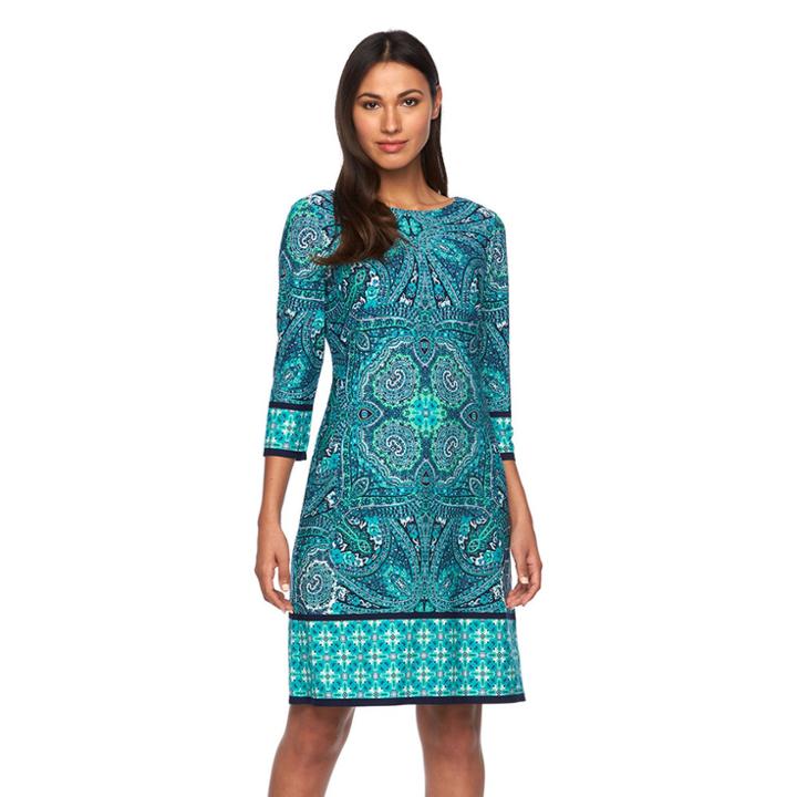 Women's Suite 7 Paisley Shift Dress, Size: 4, Blue Other