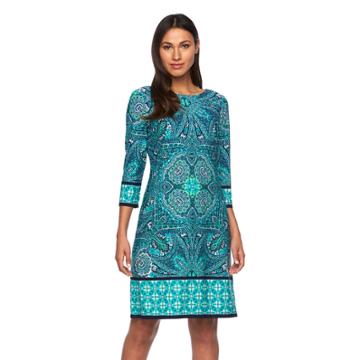 Women's Suite 7 Paisley Shift Dress, Size: 4, Blue Other